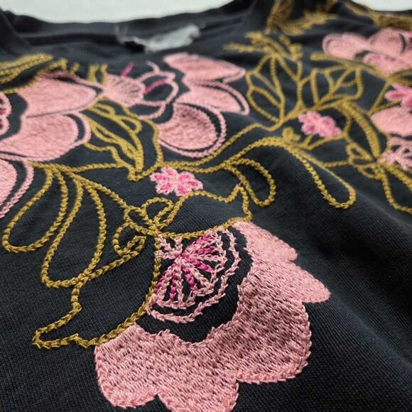 S By Anthropologie embroidered floral sweatshirt sweater in black - Picture 6 of 11